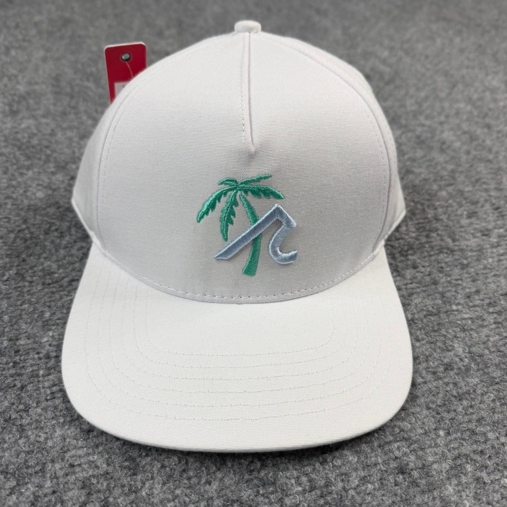 Redvanly 5-Panel Palm R Hat Mens OS White Embroidered Snapback Golf Cap